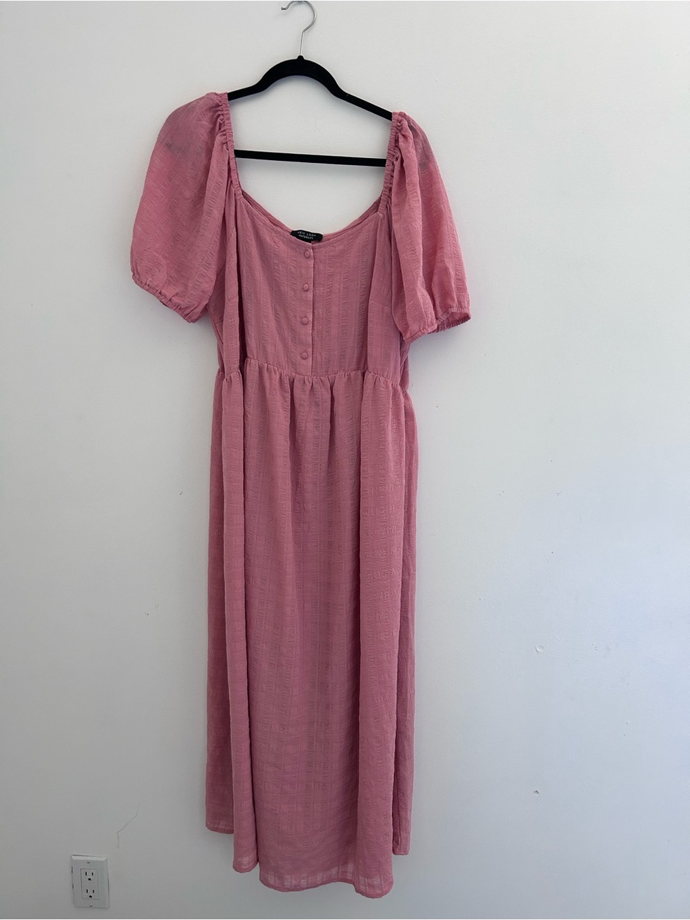 New Look Pink Puff-Sleeve Midi Dress